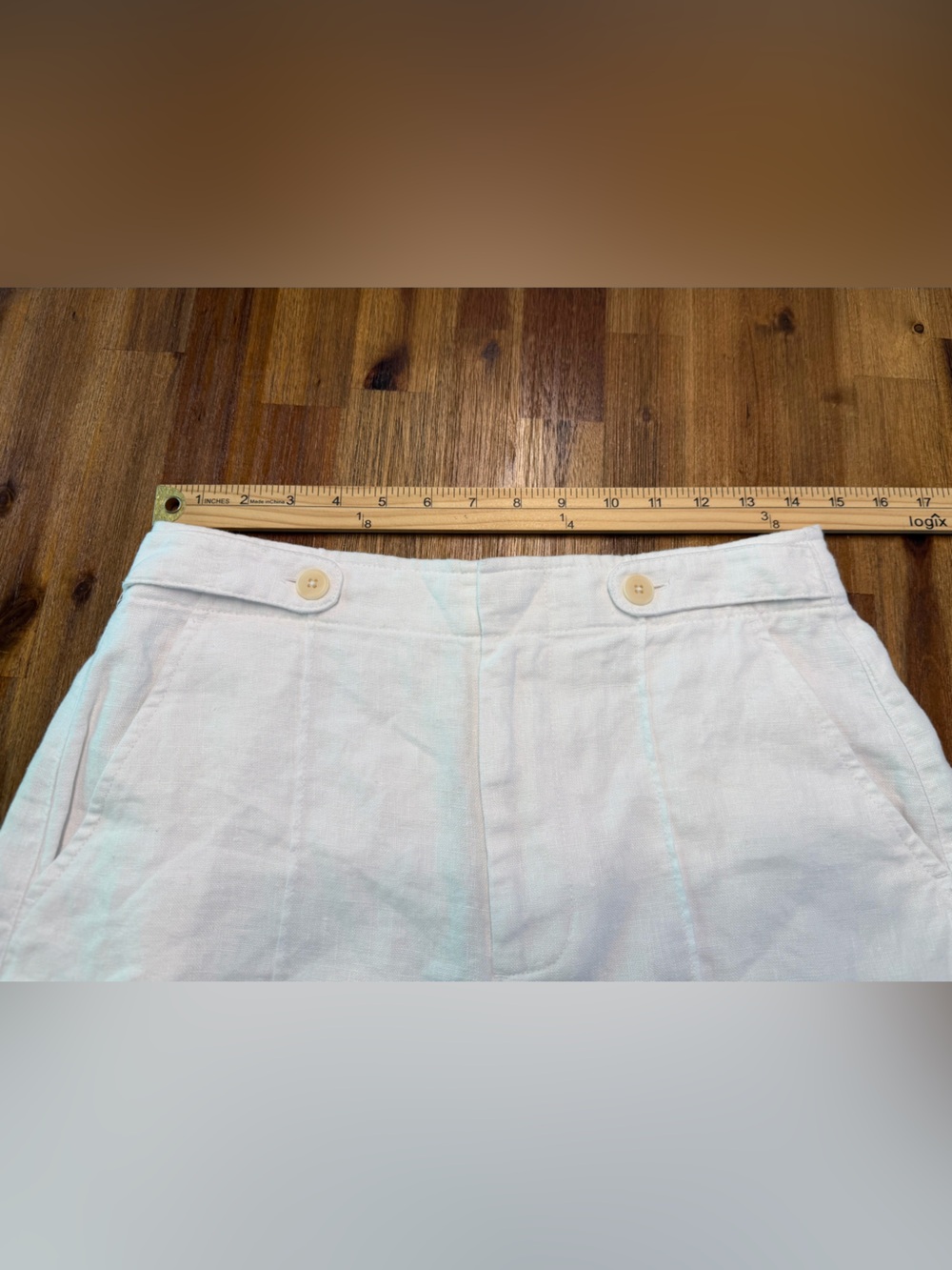 MADEWELL Clean Button-Tab shorts 100% Linen High Rise 6 Eyelet White NR095 $68 - Picture 7 of 10